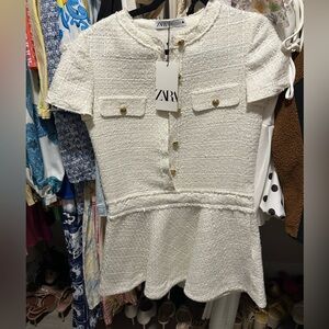 Zara Cream Textured Mini Dress